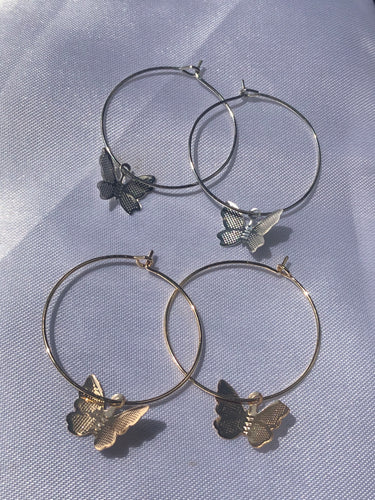 Mini Butterfly Hoop Earrings